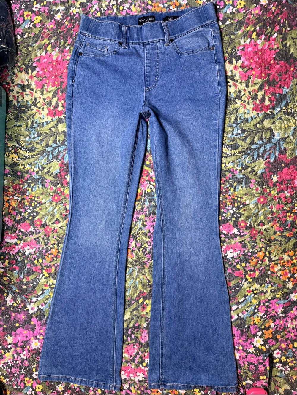 Susan Graver Medium Blue Flare Jeans